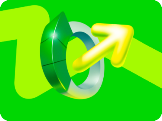 Ilustração 3D do limite da conta representado por seta verde e amarela